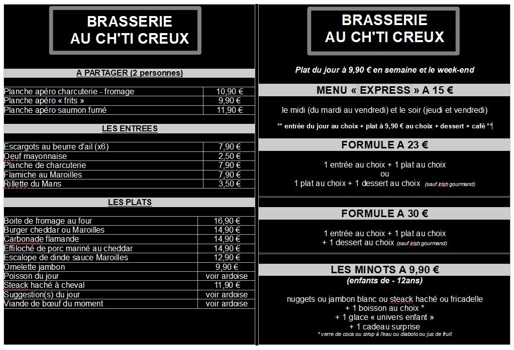 Menu devanture